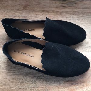 Black Scalloped Slip Ons